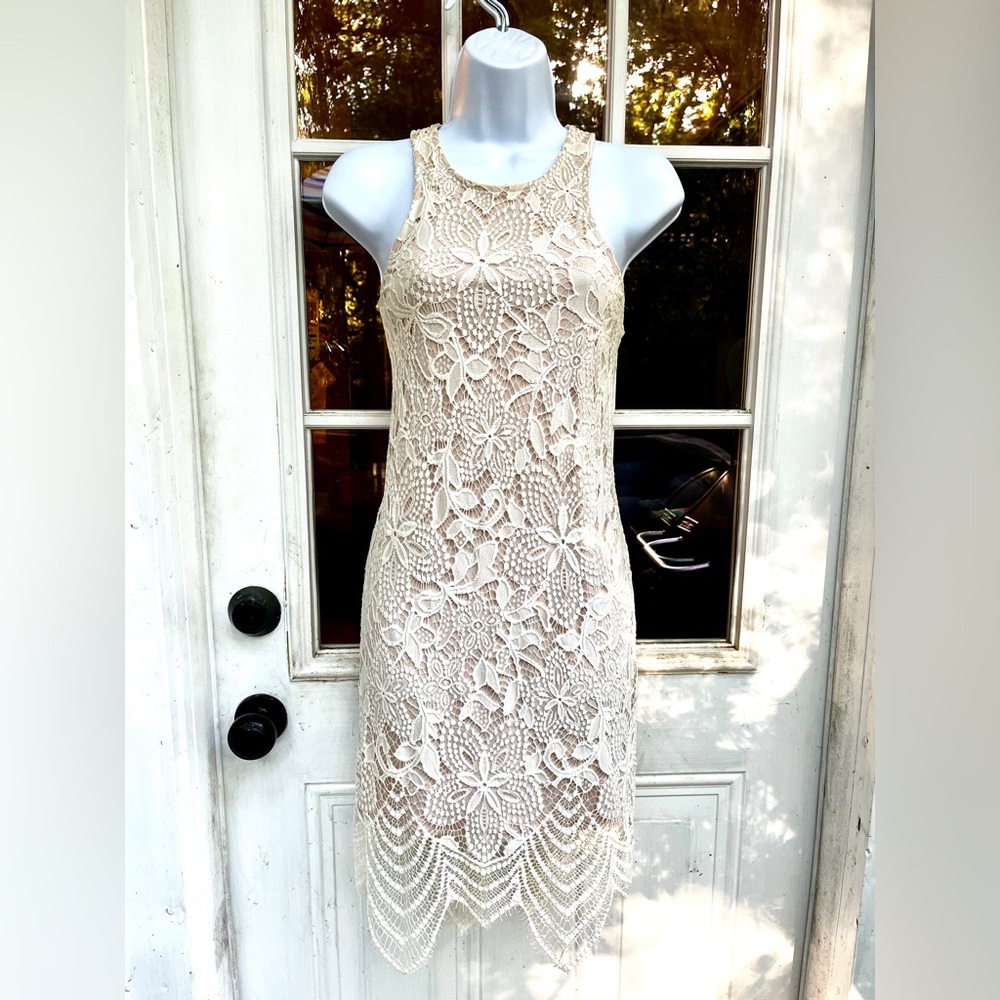 Elegant Cream/Nude Lace Dress